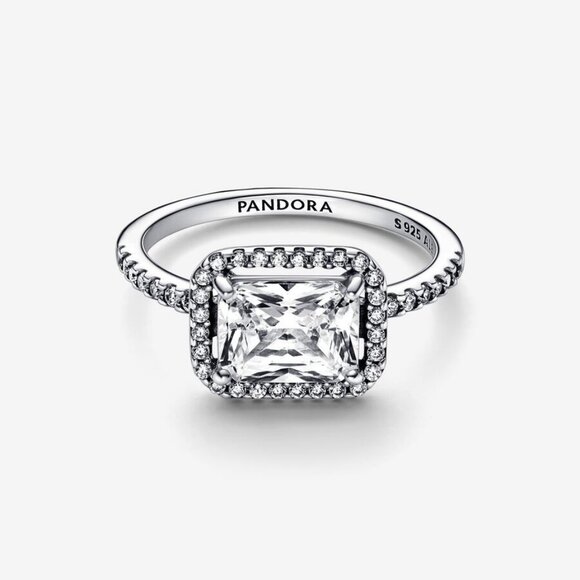 Pandora Rectangular Sparkling Halo Ring - Picture 2 of 6